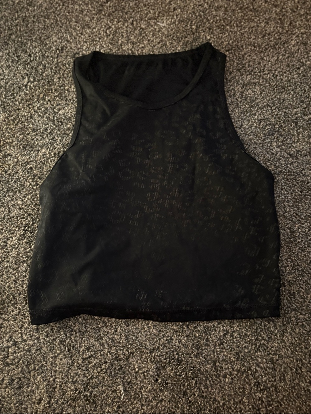 ZYIA Black on Black leopard print High-Neck Crop Sports Bra